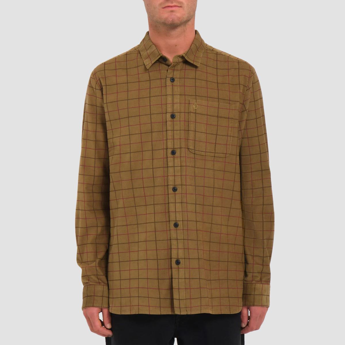 Volcom Zander Longsleeve Shirt Dark Khaki