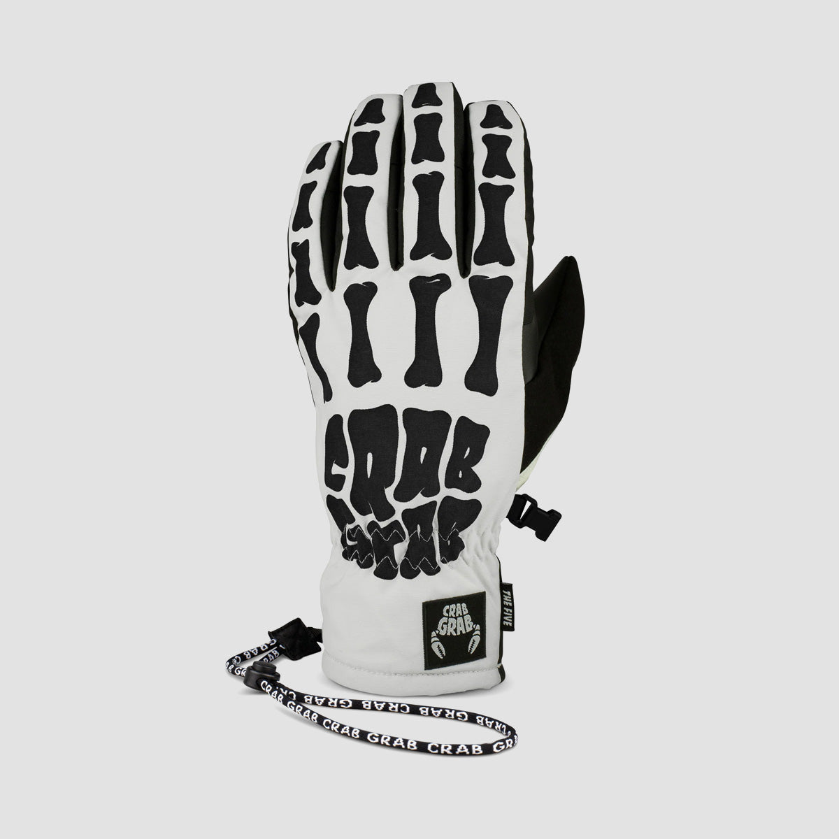 Crab Grab Five Snow Gloves White Bones