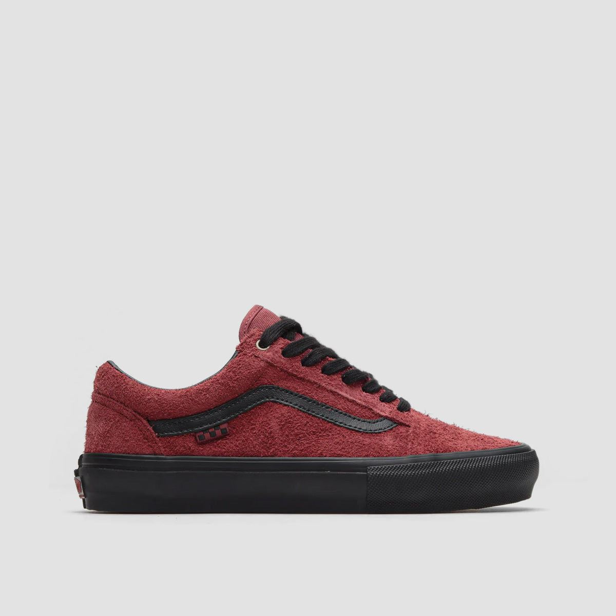 Vans Skate Old Skool Shoes - Hairy Suede Black/Burgundy