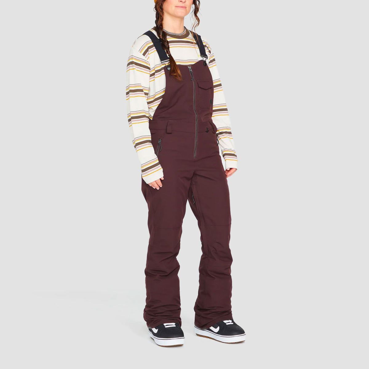 Volcom Swift Snow Bib Overalls Black Plum - Womens