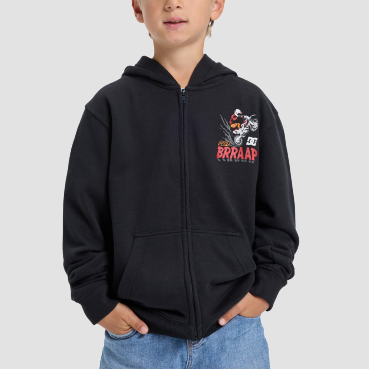 DC Funny Print Zip Hoodie Black - Kids