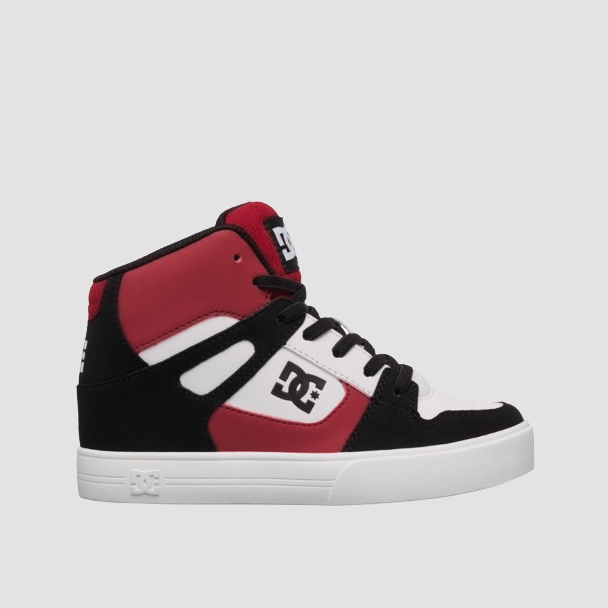 DC Rebound High-Top EV Shoes - Black/White/Red - Kids