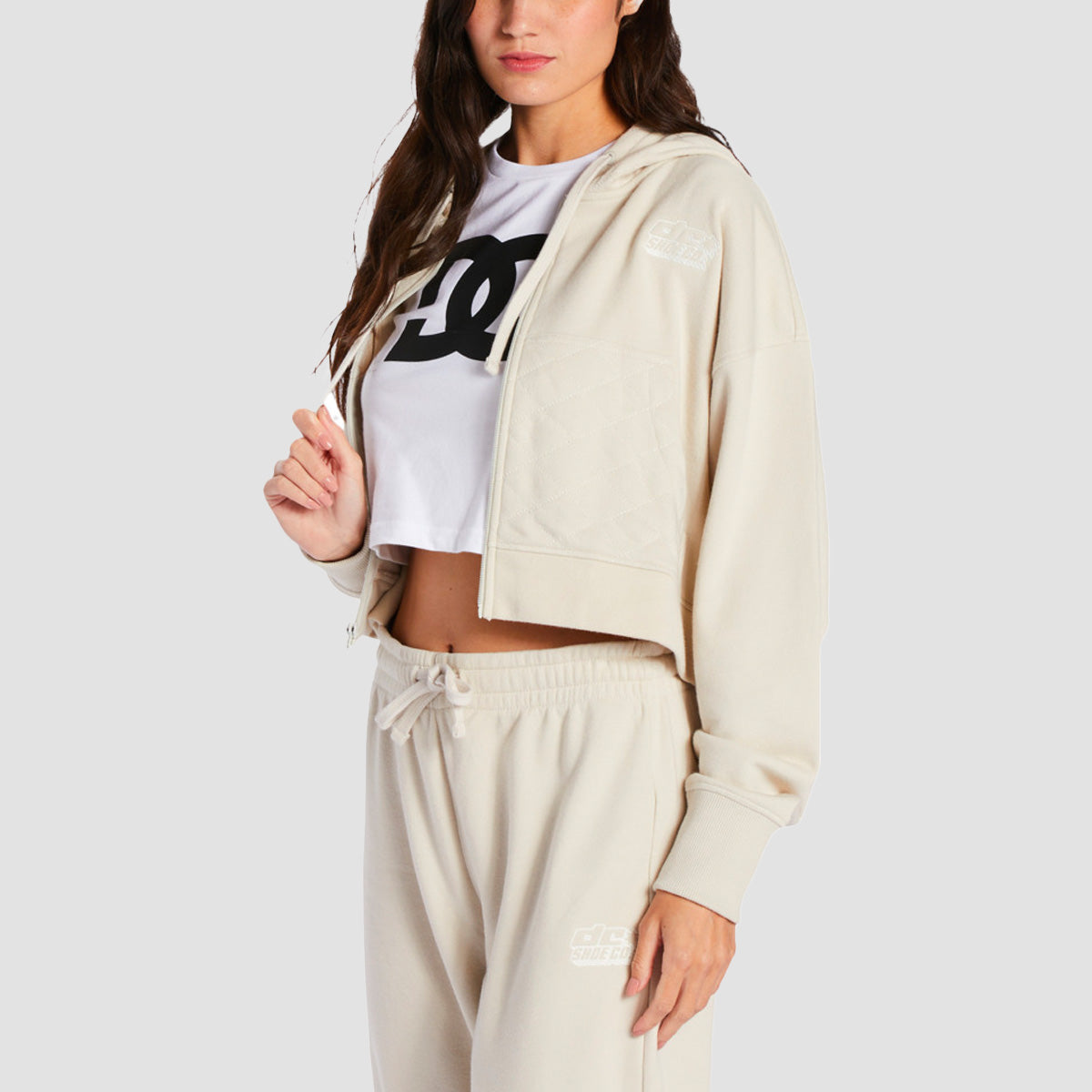 DC Stardust Cropped Zip Hoodie Silver Birch - Womens