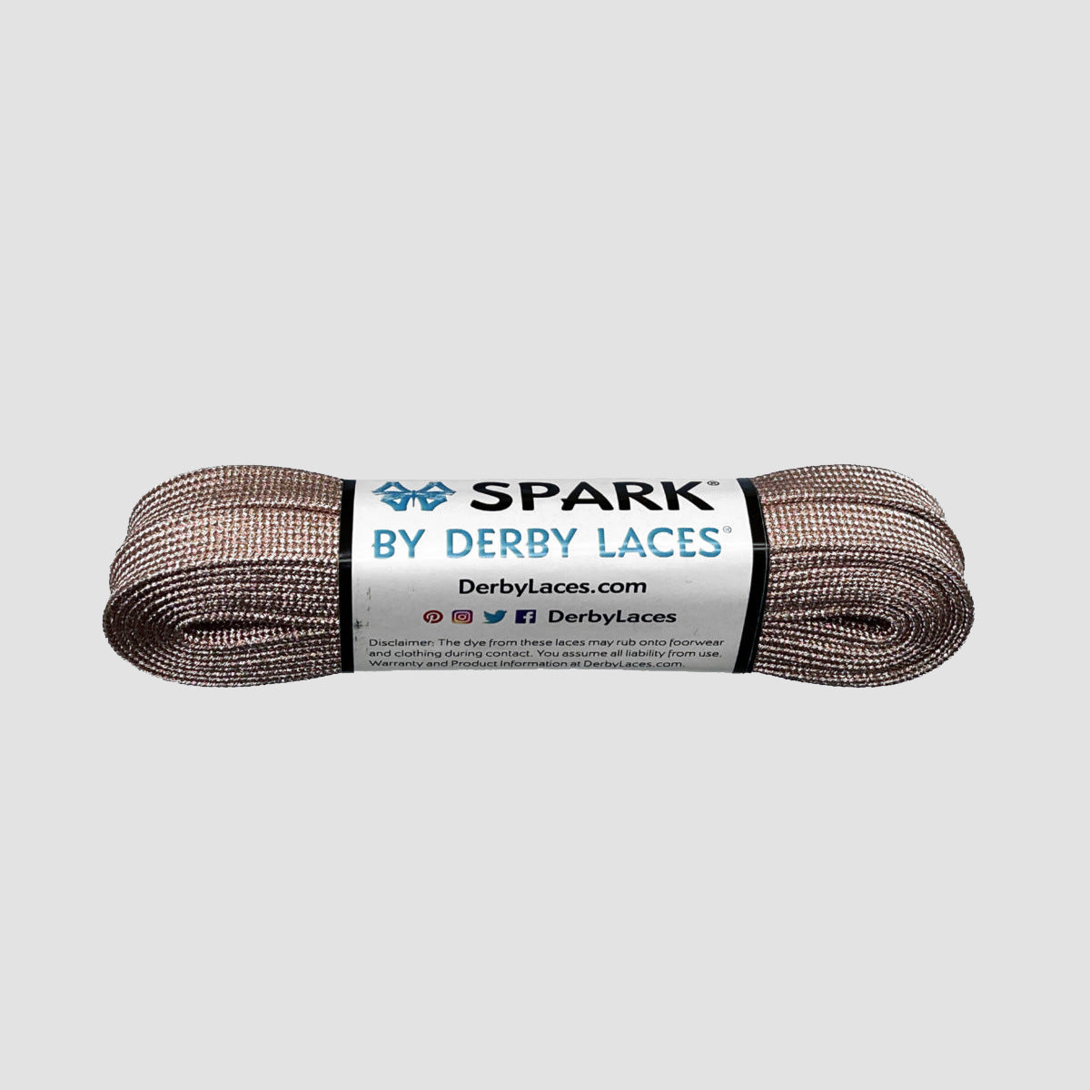 Derby Laces SPARK Metallic 7mm 274cm Roller Derby Skate Laces Rose Gold