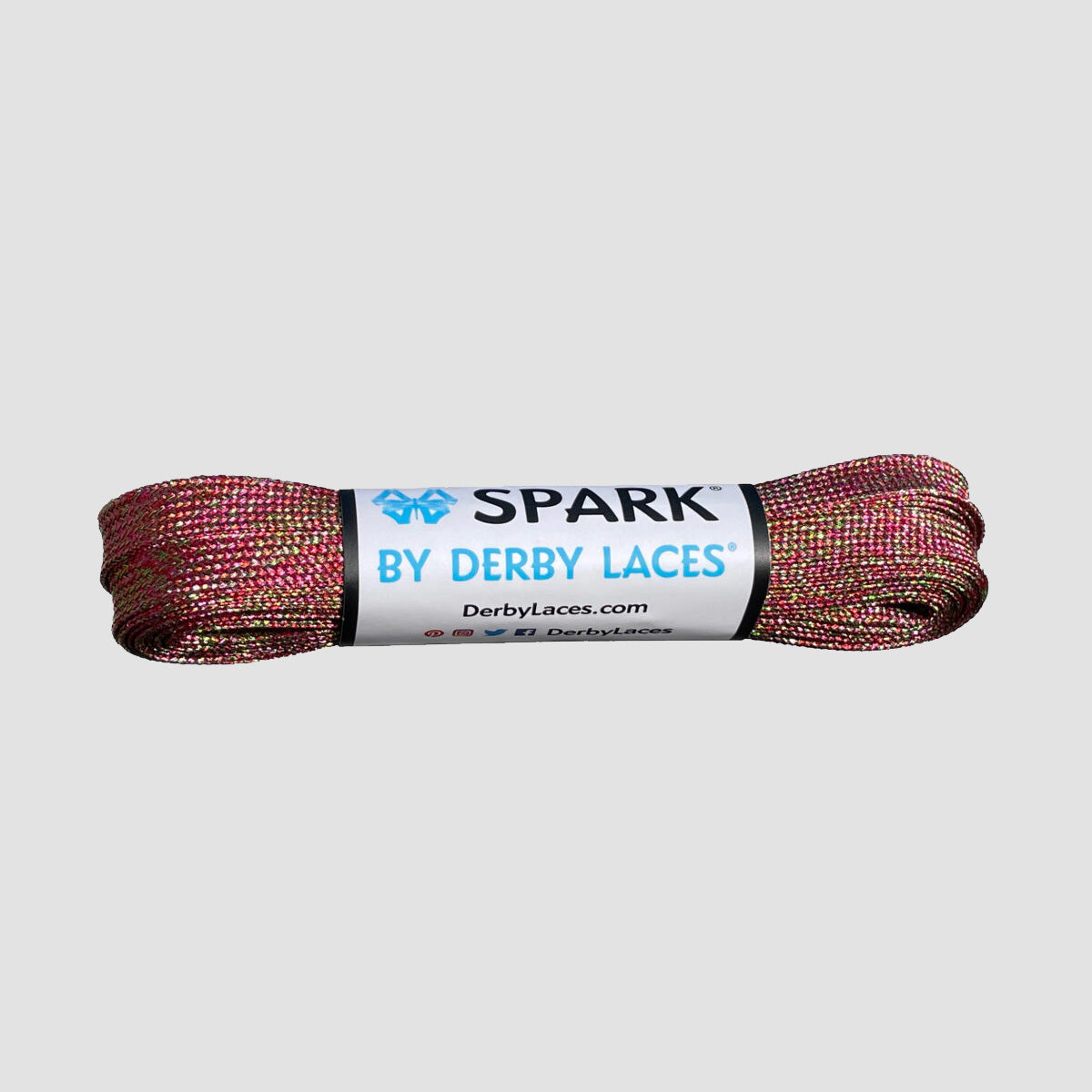 Derby Laces SPARK Metallic 7mm 274cm Roller Derby Skate Laces Sour Cherry