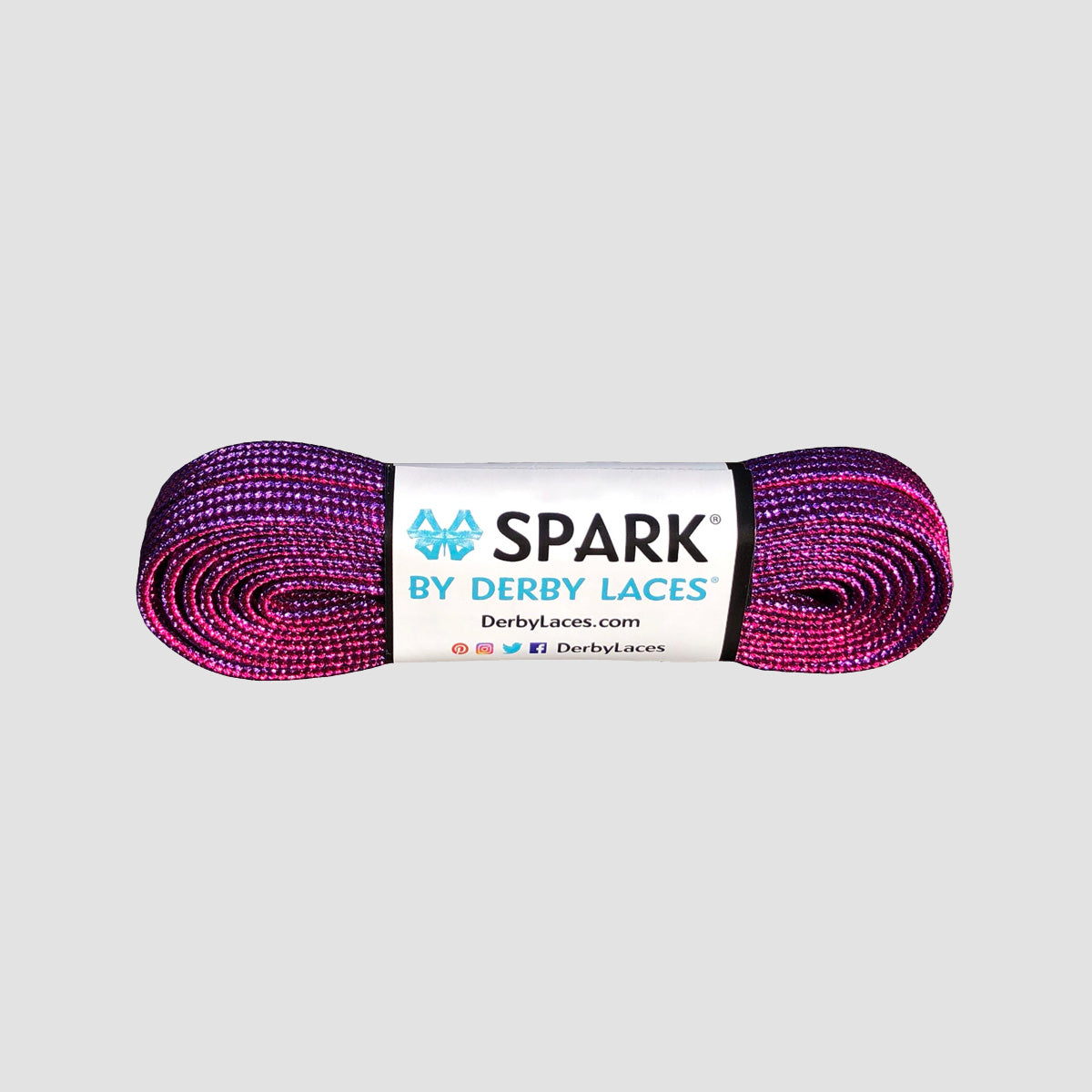 Derby Laces SPARK Metallic 8mm 274cm Roller Derby Skate Laces Pink