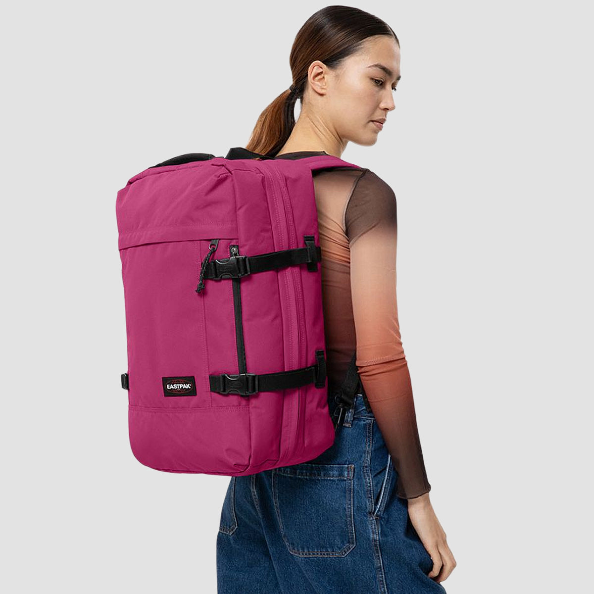 Eastpak Travelpack 42L Cabin Bag Backpack Magnolia Fuchsia