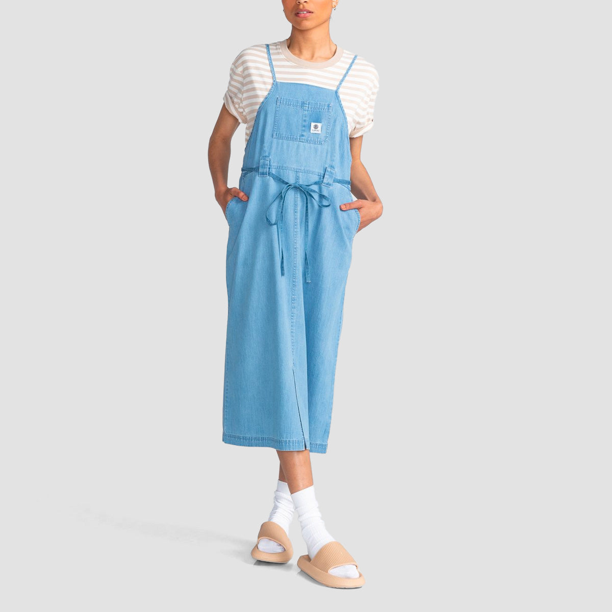 element denim dress ELEMENT DUNGAREE DENIM DRESS EGRET