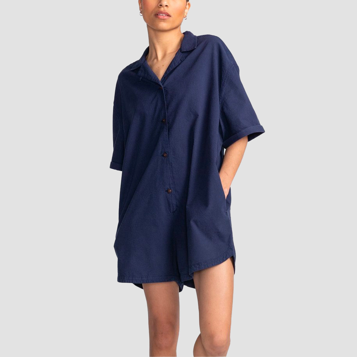 Element Harper Playsuit Blue Gingham - Womens