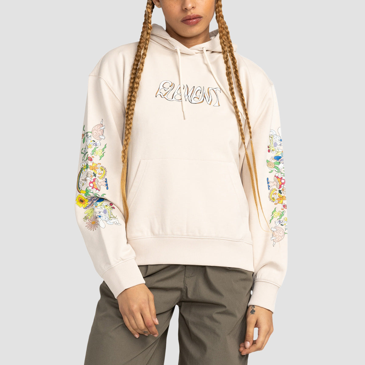 Element Party Flower Pullover Hoodie Oat Milk - Womens