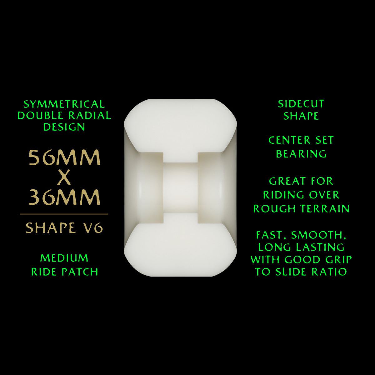 Powell Peralta Dragon Formula 88A V6 Skateboard Wheels Off White/Green 56x36mm