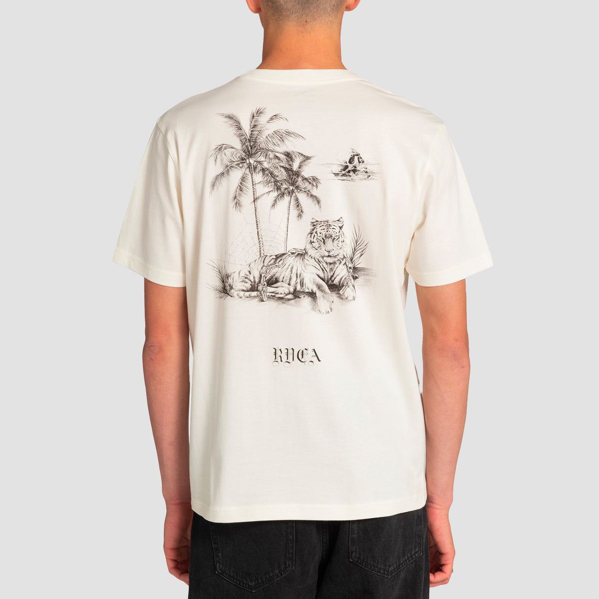 RVCA Benjamin Jean Jean Tiger Beach T-Shirt Antique White