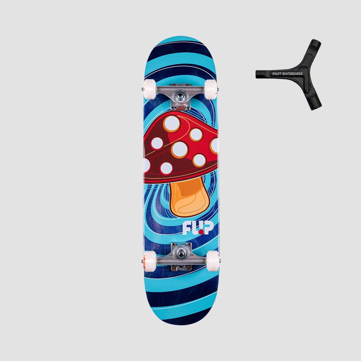 Flip Team Pop Shroom Skateboard Blue - 8" + FREE Enuff Y-Tool