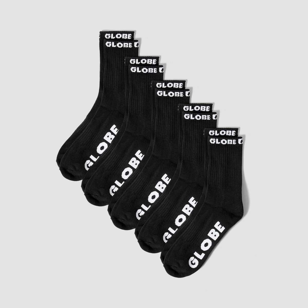 Globe Blackout Quarter Socks 5 Pack Black/Black