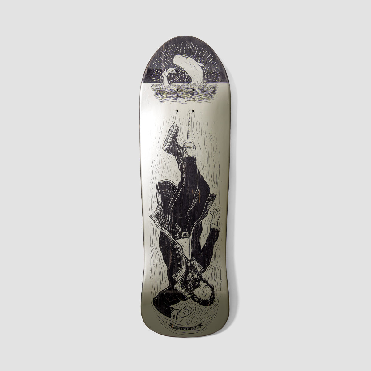 Heathen Ahab Drowning Metallic on Basker Skateboard Deck - 9.25"