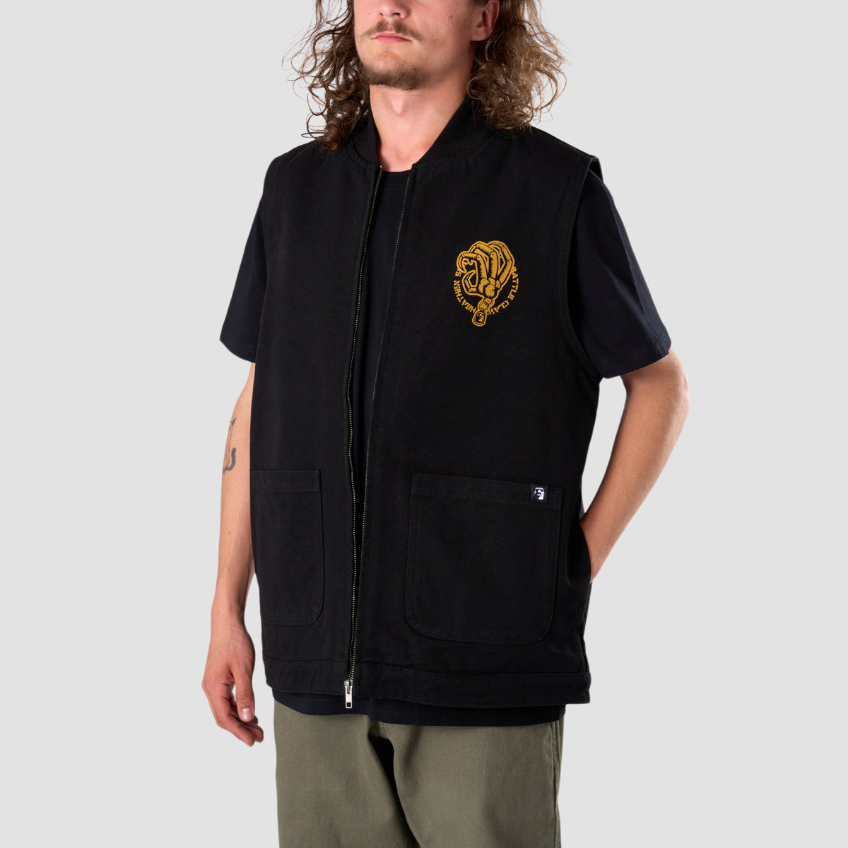 Heathen Battle Claw Heavy Canvas Vest Jacket Black