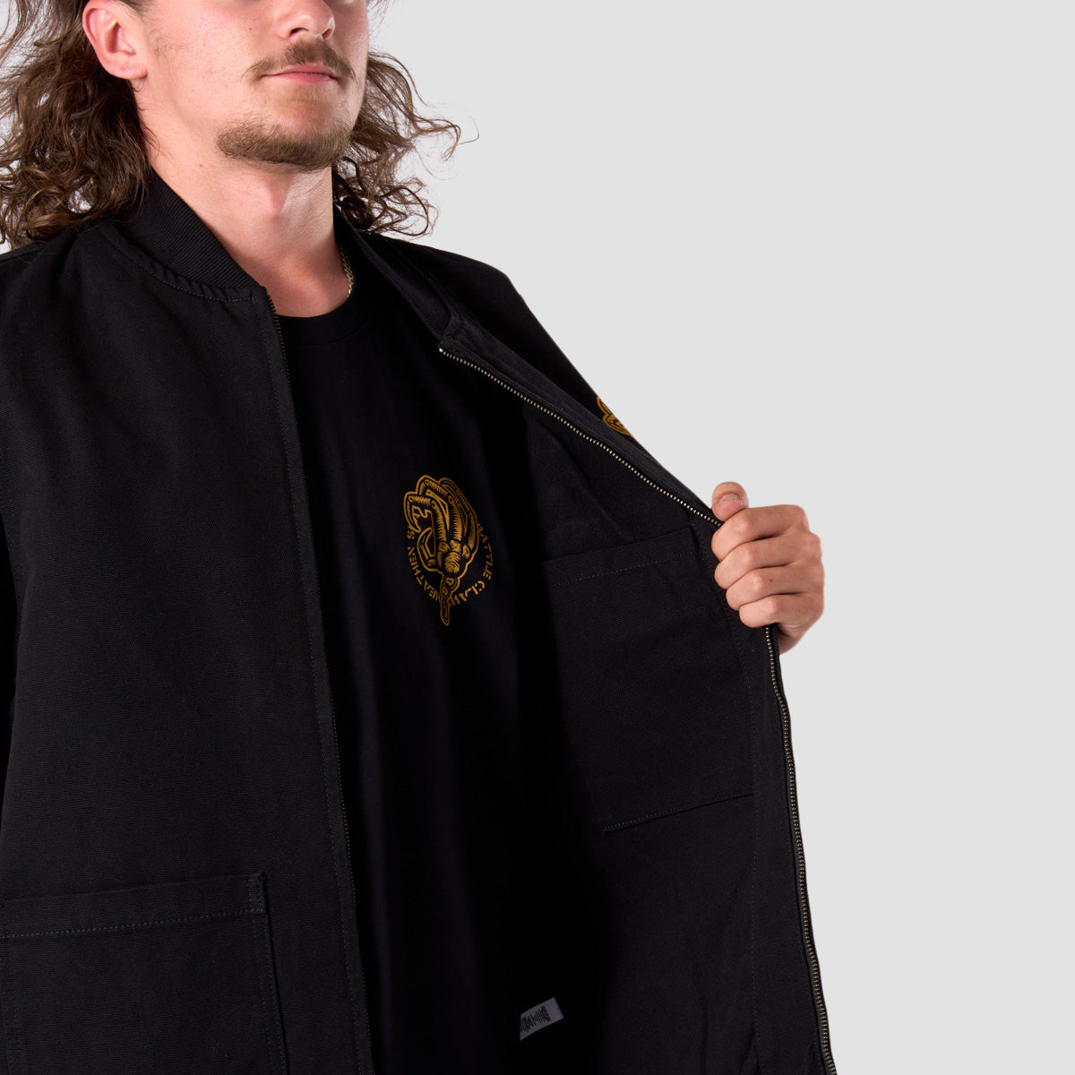 Heathen Battle Claw Heavy Canvas Vest Jacket Black