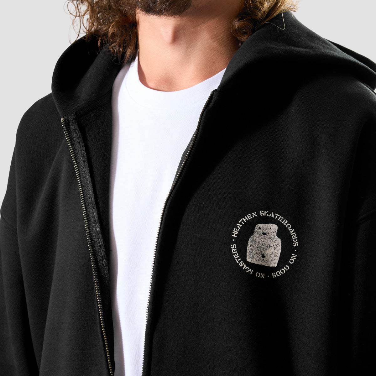 Heathen Buddo Relax Fit Zip Hoodie Black