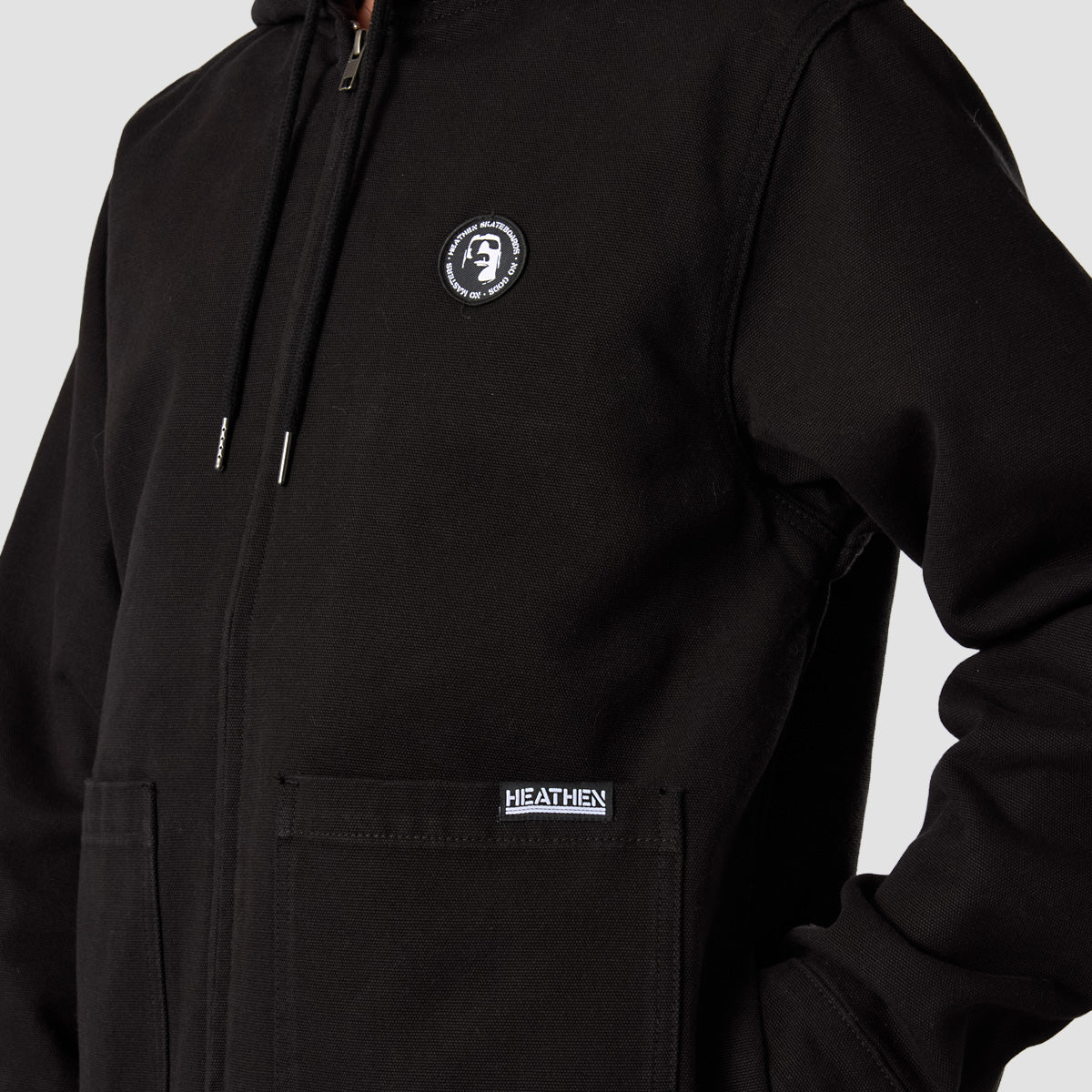 Heathen VG+ Discord Heavy Canvas Hooded Bomber Jacket Void