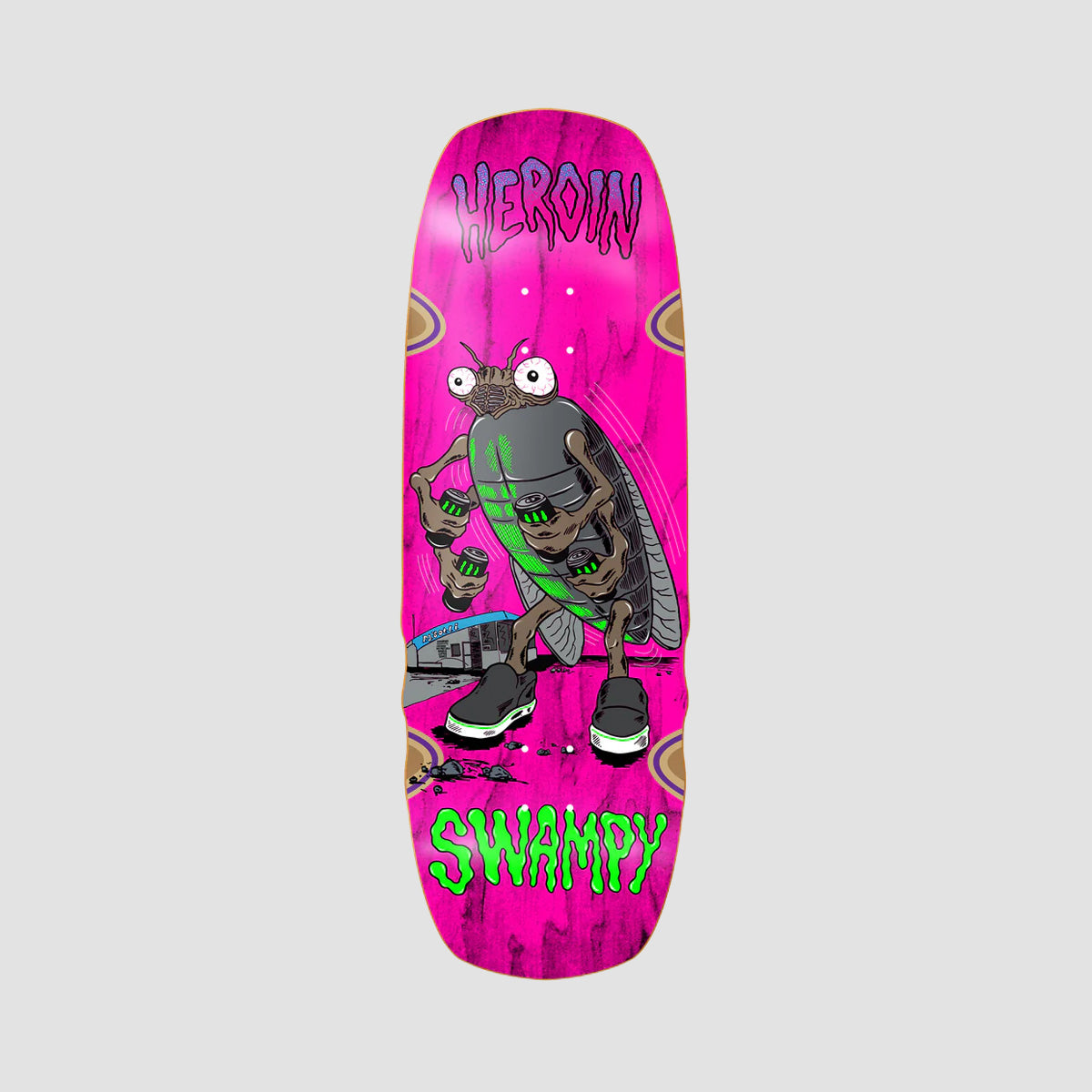 Heroin Bug Swampy Bog Log Shape Skateboard Deck Various Stains - 10.75"