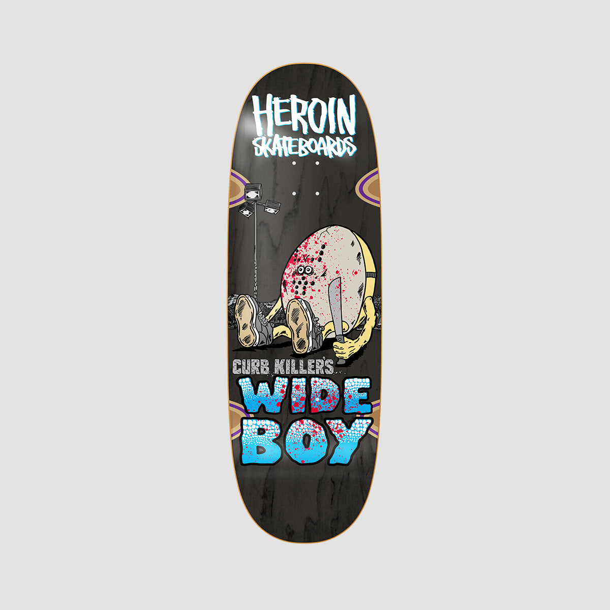 Heroin Curb Killer Wide Boy Skateboard Deck Various Stains - 10.75"