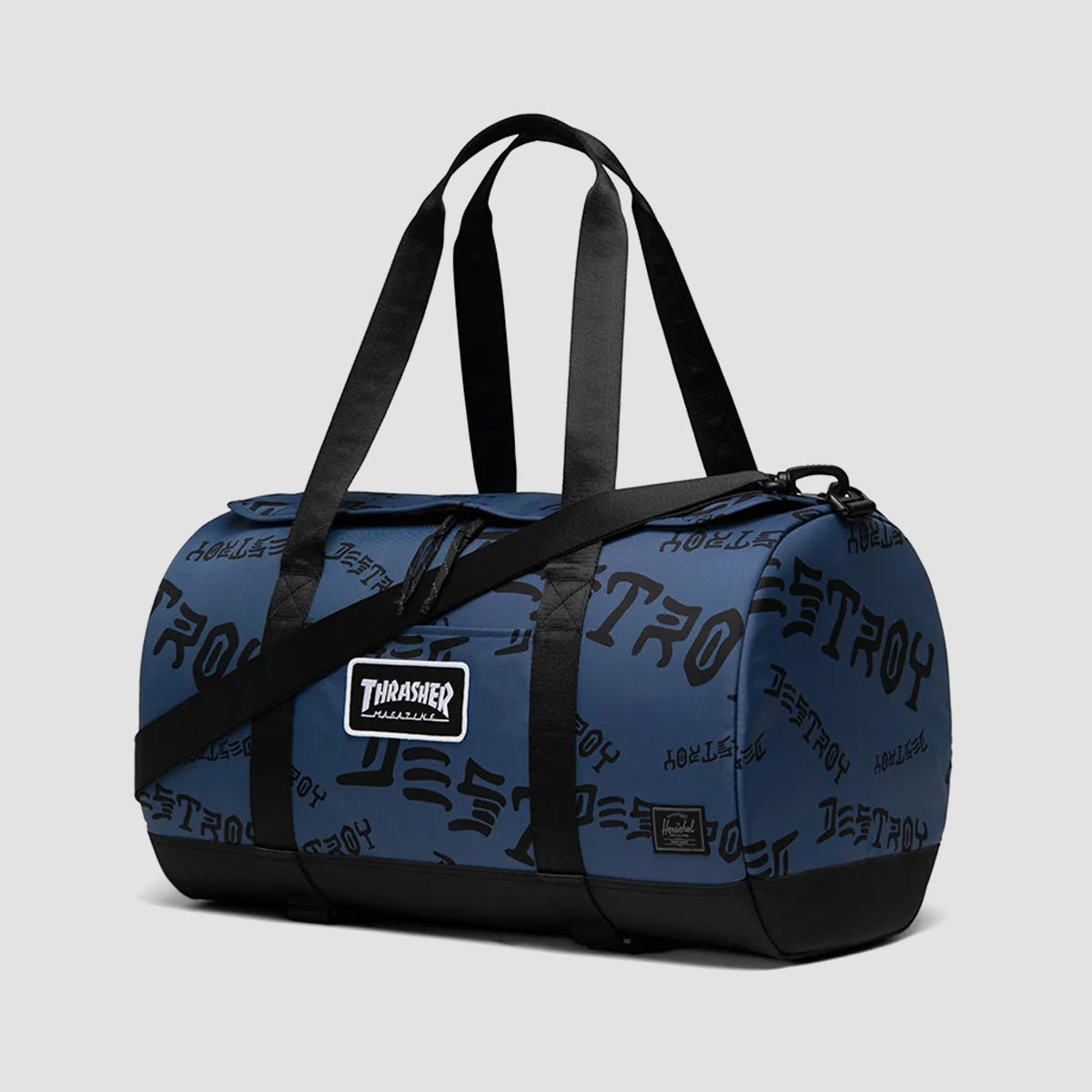 Herschel X Thrasher Heritage 40L Skate Duffle Bag Oceana/Dark Navy Destroy