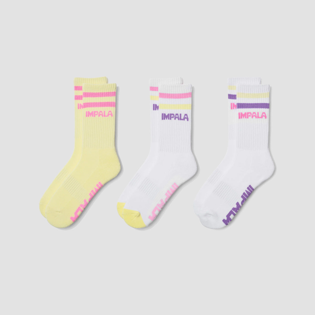 Impala Stripe Crew Socks 3 Pack Petal