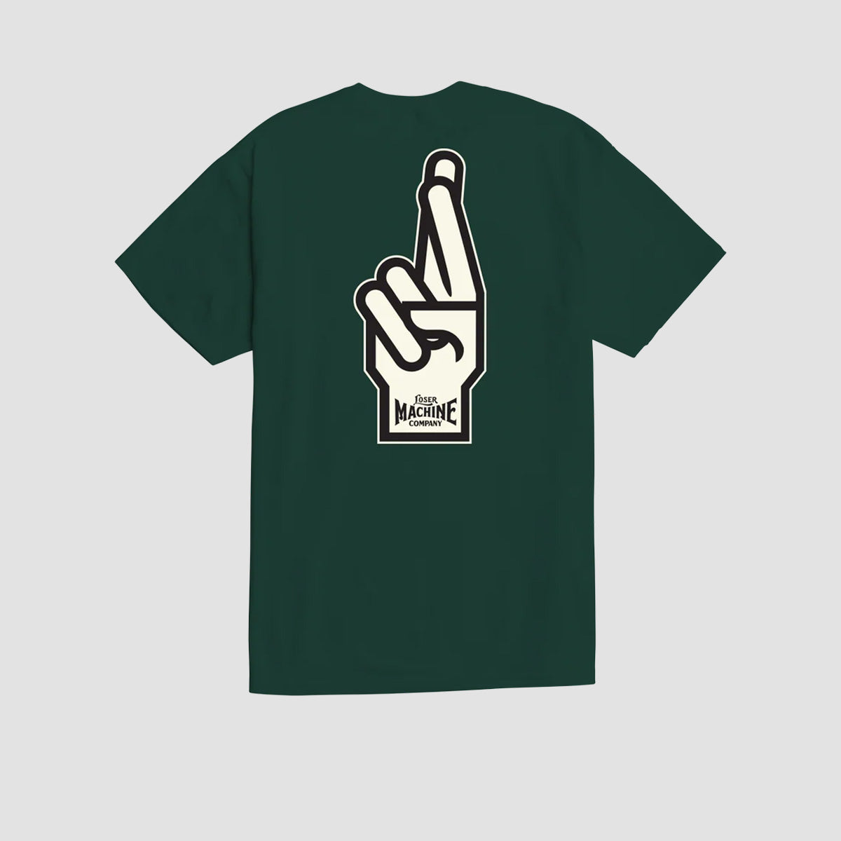 Loser Machine Good Luck Fingers T-Shirt Forest/Cream