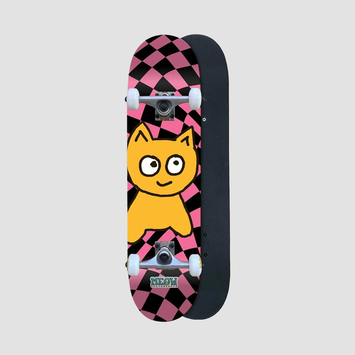 Meow Big Cat Checker Twist Soft Top Skateboard Pink - 6.5"