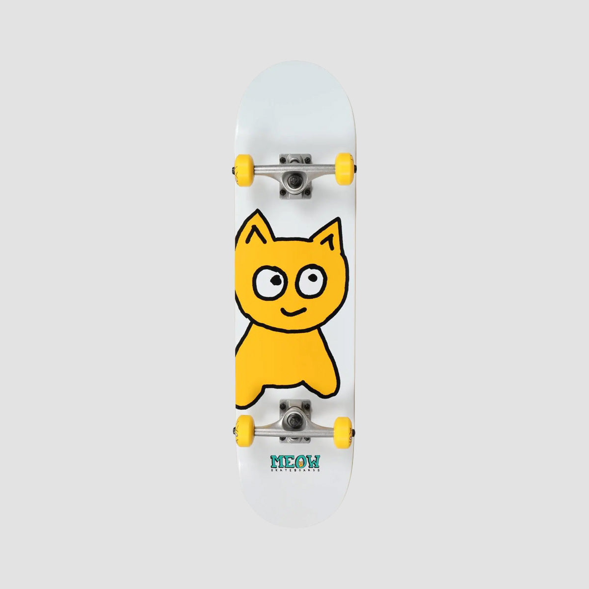 Meow Big Cat Skateboard White - 8"