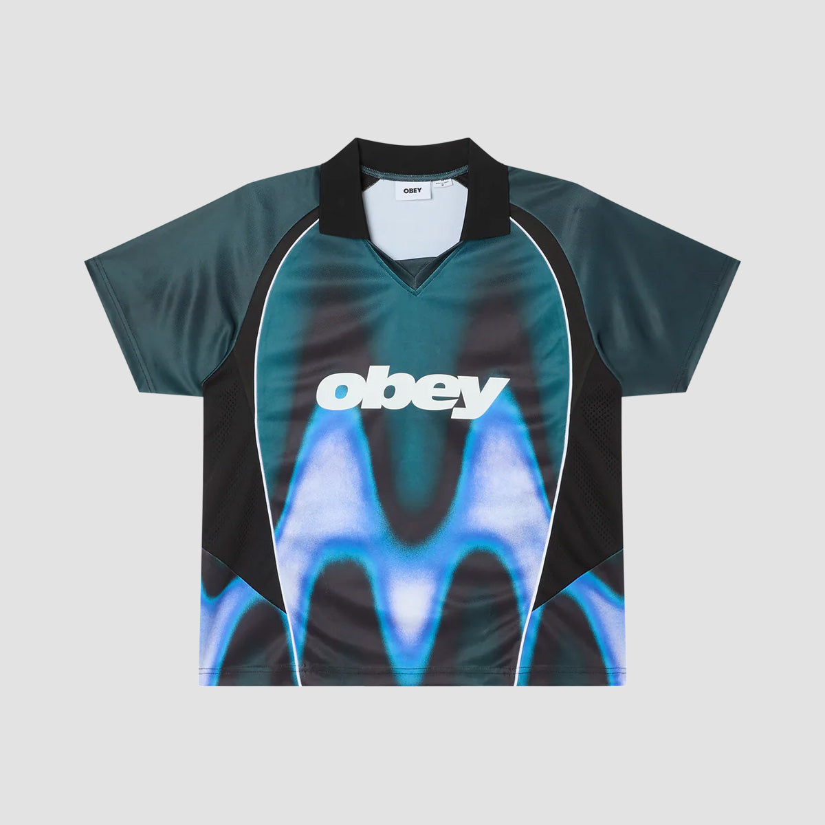 OBEY Blurred Soccer Jersey T-Shirt Dark Teal Multi