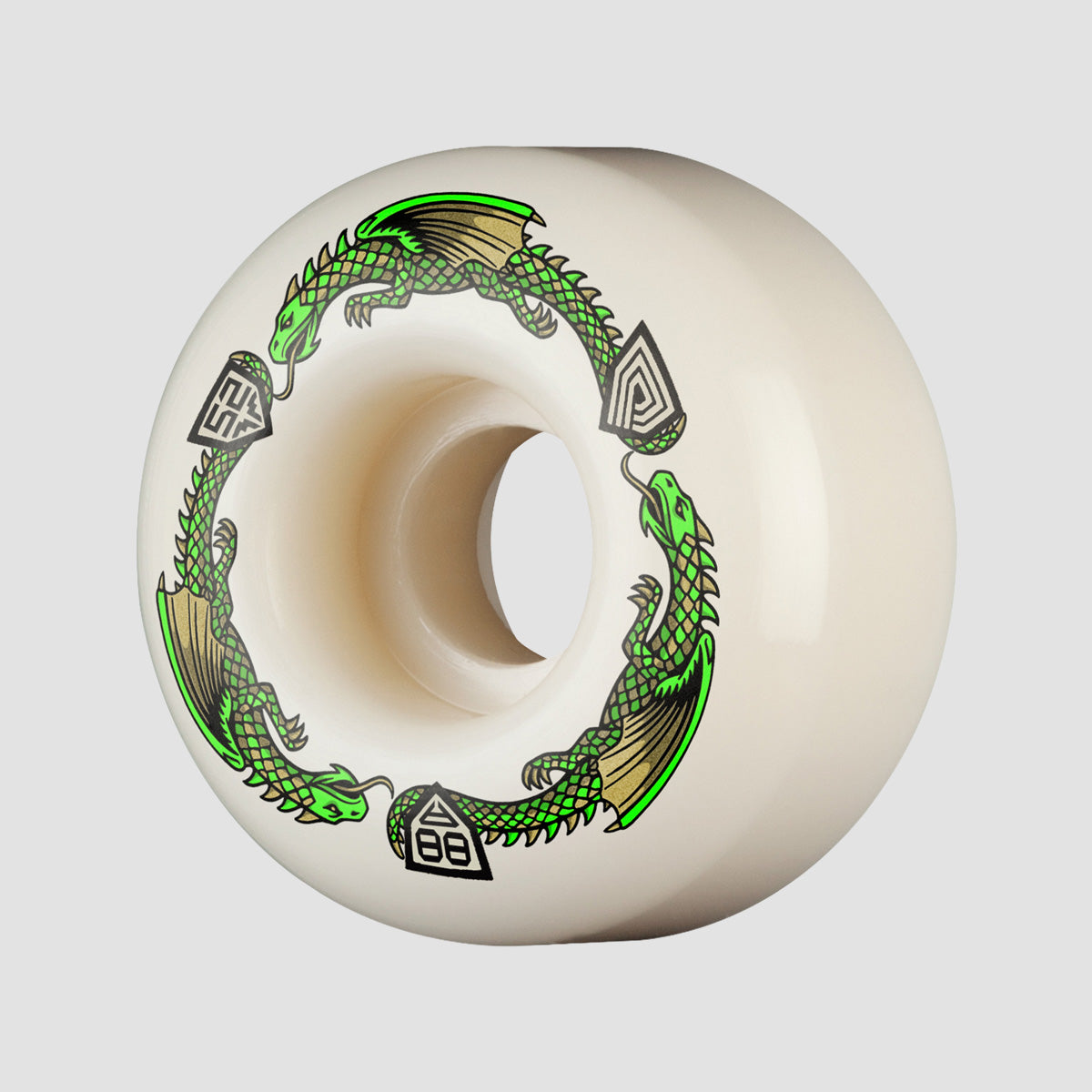 Powell Peralta Dragon Formula 88A V1 Skateboard Wheels Off White/Green 52x31mm