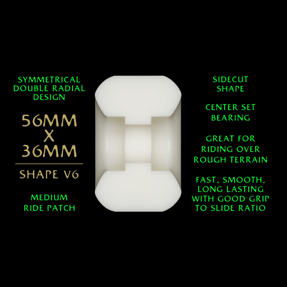 Powell Peralta Dragon Formula 88A V6 Skateboard Wheels Off White/Green 56x36mm