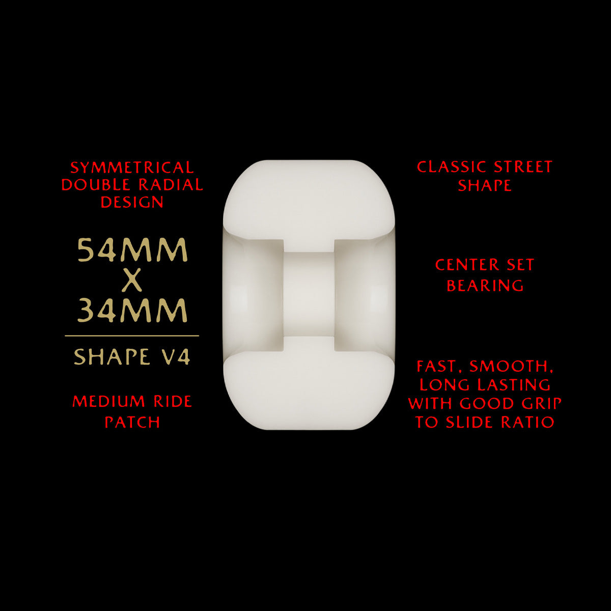 Powell Peralta Dragon Formula 93A V4 Skateboard Wheels Off White/Red 54x34mm