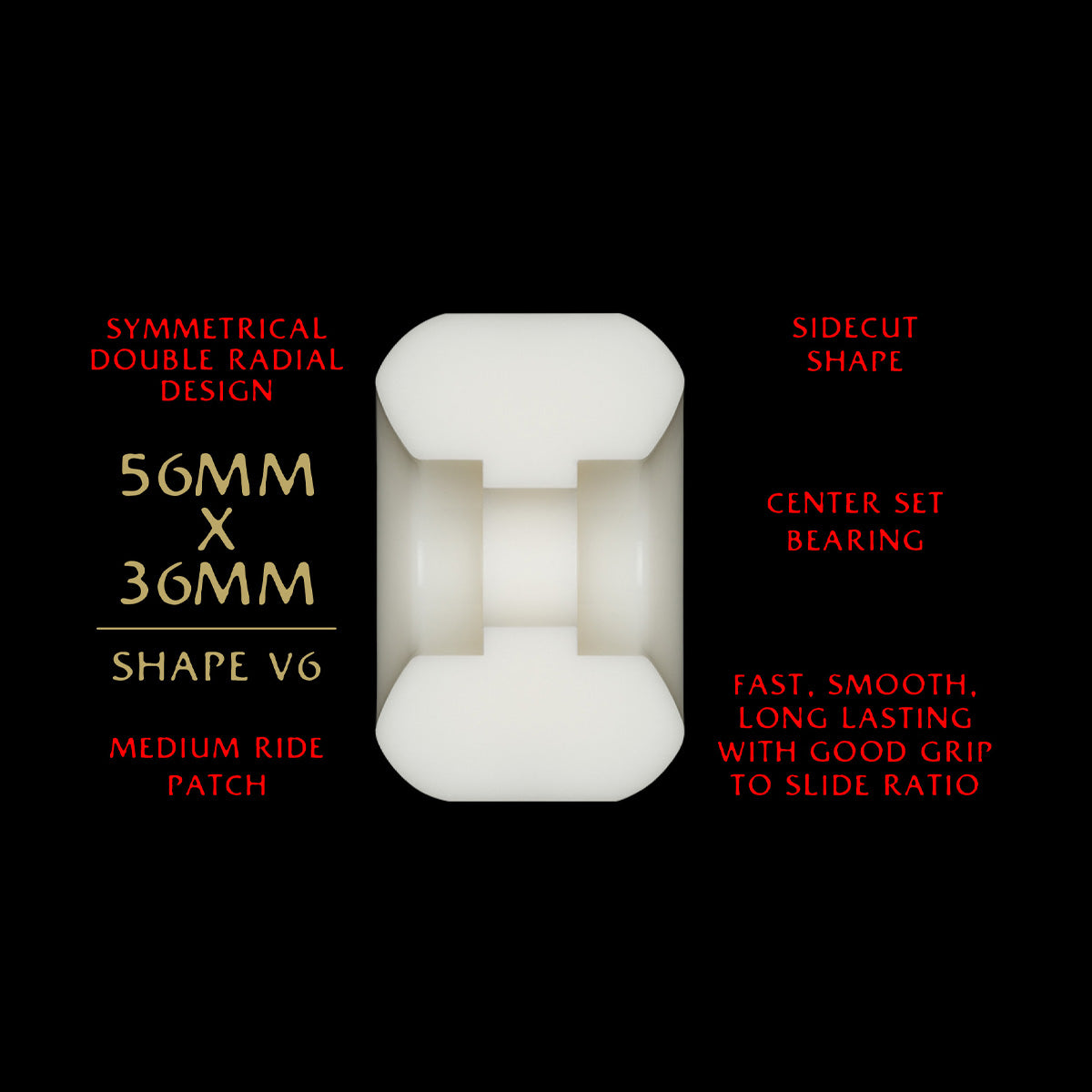 Powell Peralta Dragon Formula 93A V6 Skateboard Wheels Off White/Red 56x36mm