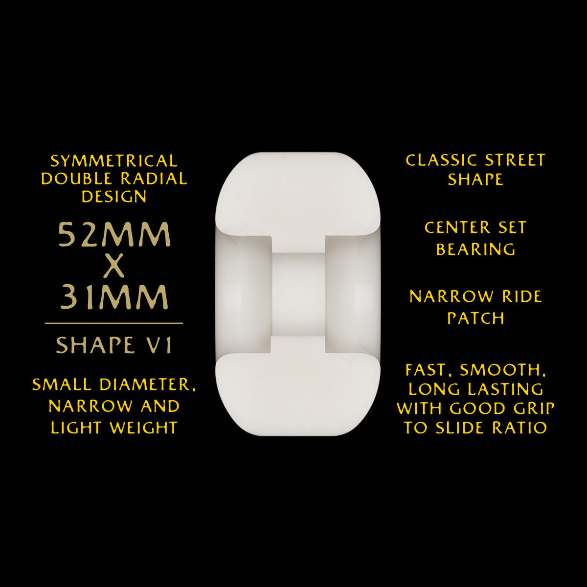 Powell Peralta Dragon Formula 95A V1 Skateboard Wheels Off White/Yellow 52x31mm