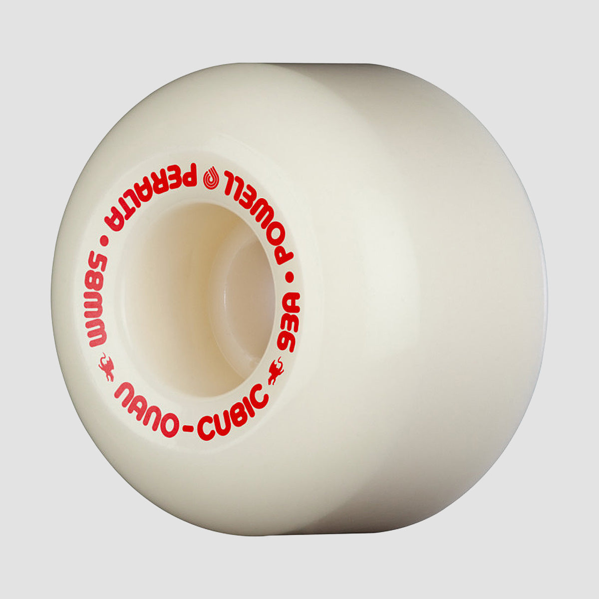Powell Peralta Dragon Formula Nano Cubic 93A Asymmetrical Skateboard Wheels Off White/Red 58x37.5mm