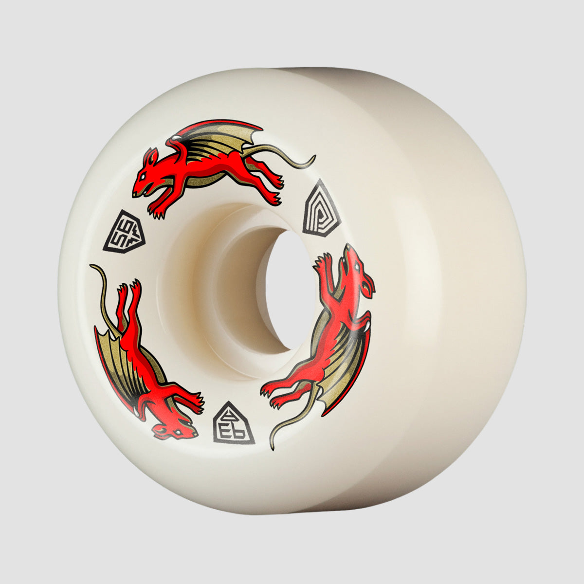 Powell Peralta Dragon Formula Nano Rats 93A AV6 Skateboard Wheels White/Red 56x36mm