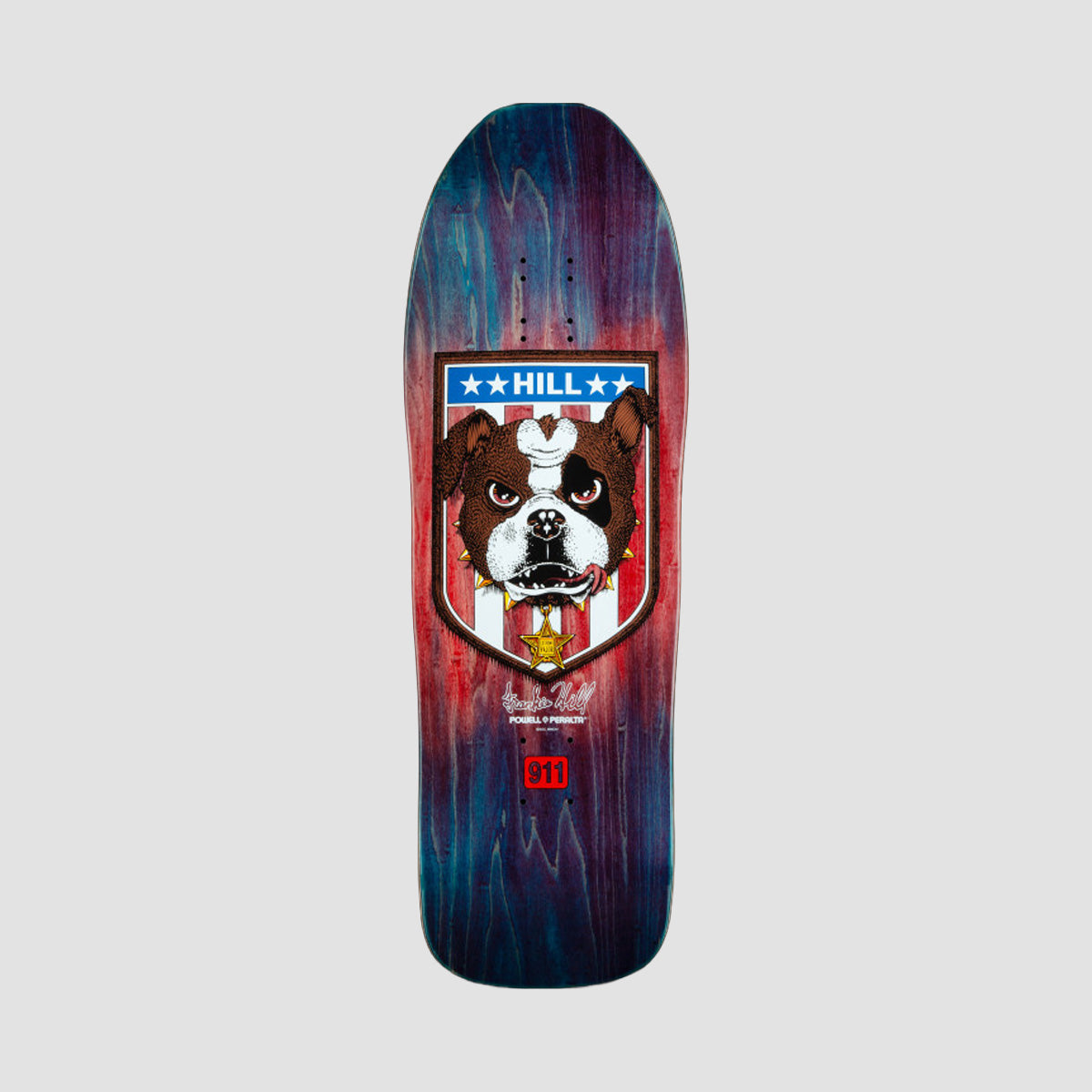 Powell Peralta Frankie Hill Bulldog Reissue Skateboard Deck Blue/Red Fade - 10"
