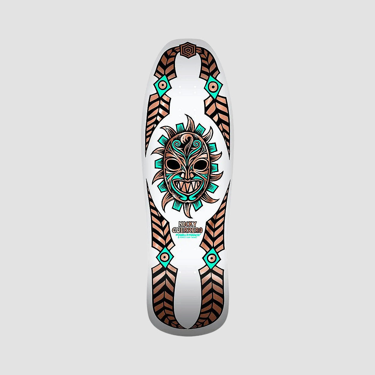 Powell Peralta Nicky Guerrero Mask Skateboard Deck White/Copper Foil - 10"