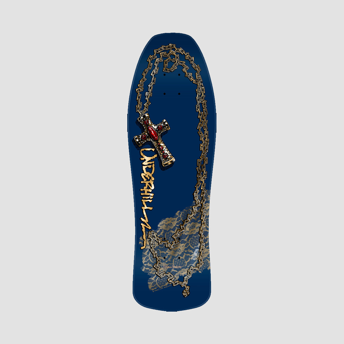 Powell Peralta Ray Underhill Cross Reissue Skateboard Deck Navy/Gold Foil - 9.9"