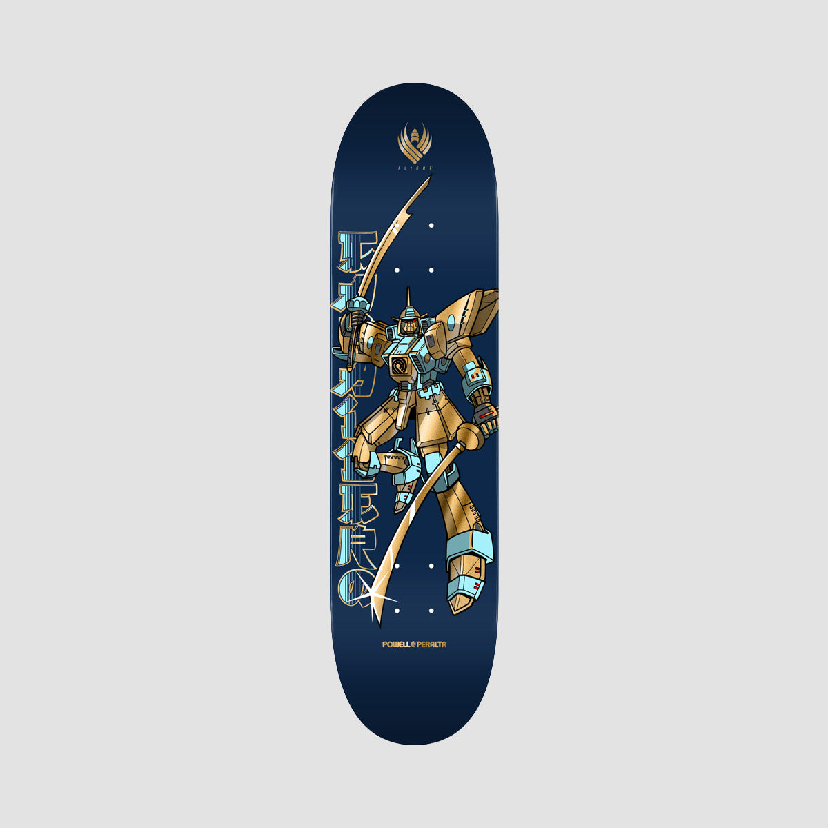 Powell Peralta Steve Caballero Gundam 244 Flight Skateboard Deck Blue/Gold Foil - 8.5"