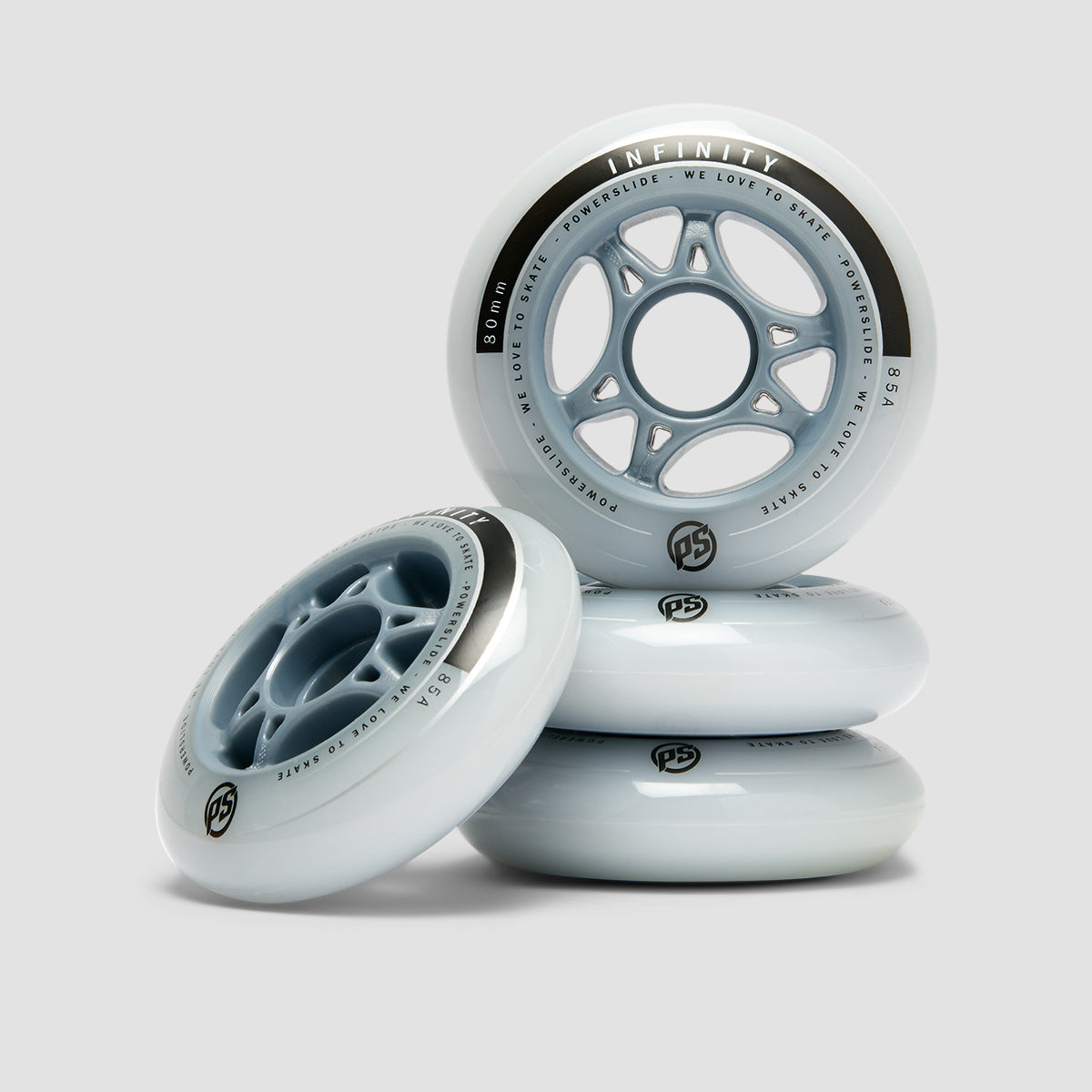 Powerslide Infinity 80/85A Inline Wheels x4 Silver/Grey 80mm