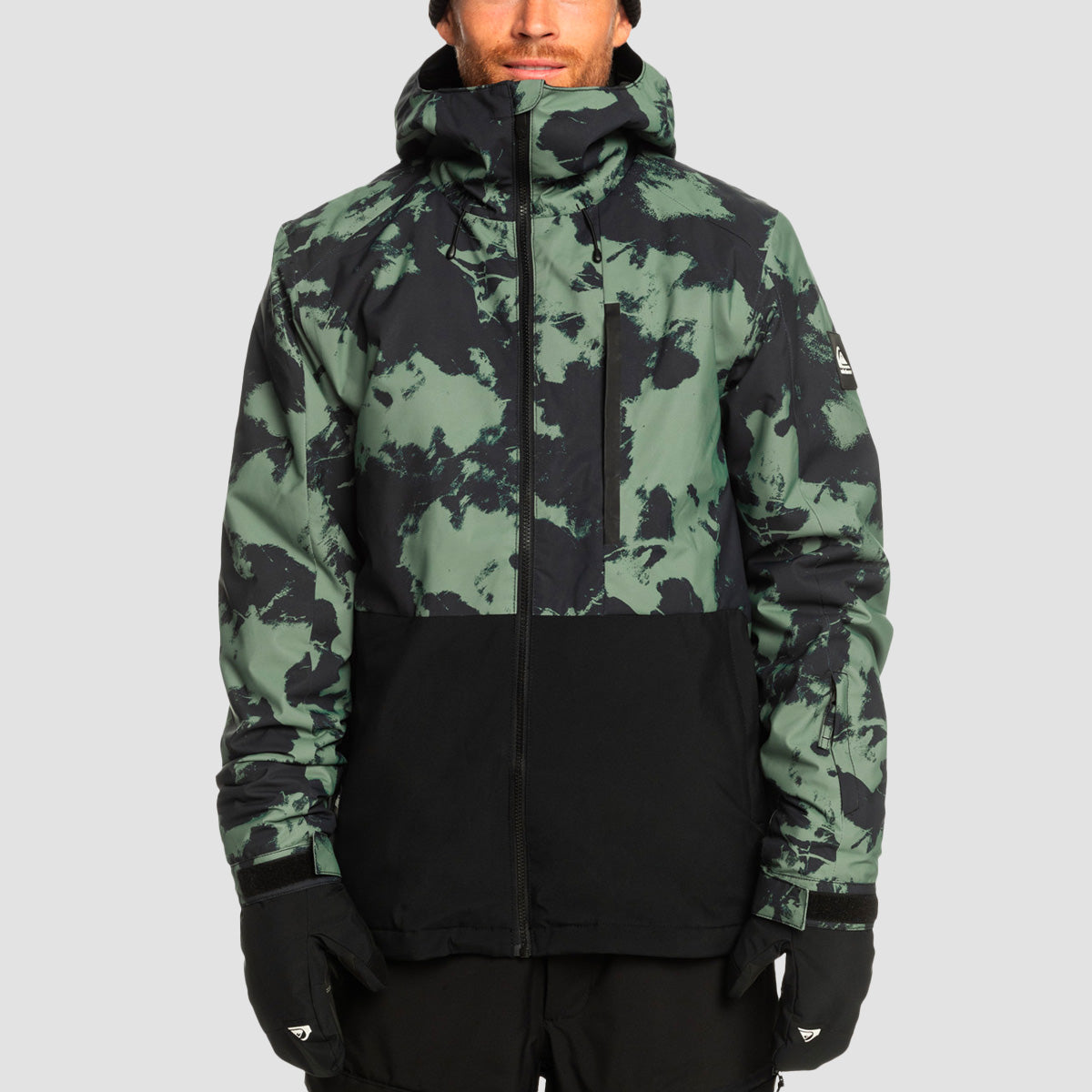 Quiksilver Mission Printed Block 10K Snow Jacket Tye Dye Laurel Wreath