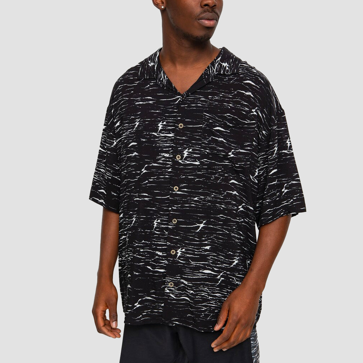 Quiksilver x Stranger Things Veinscose Short Sleeve Shirt Upside Down Static Black