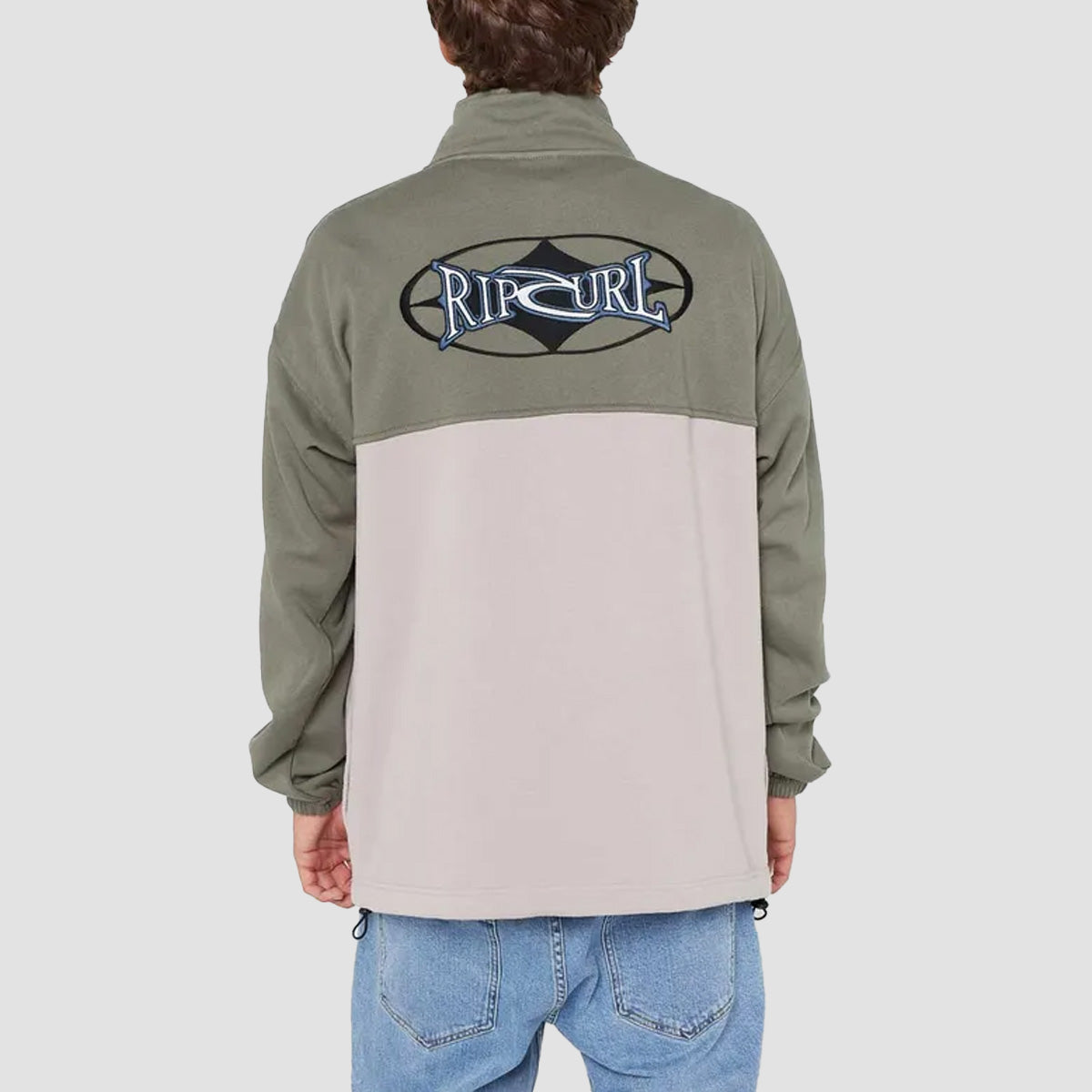 Rip Curl Heritage Oval 1/4 Zip Crew Sweatshirt Cactus Green