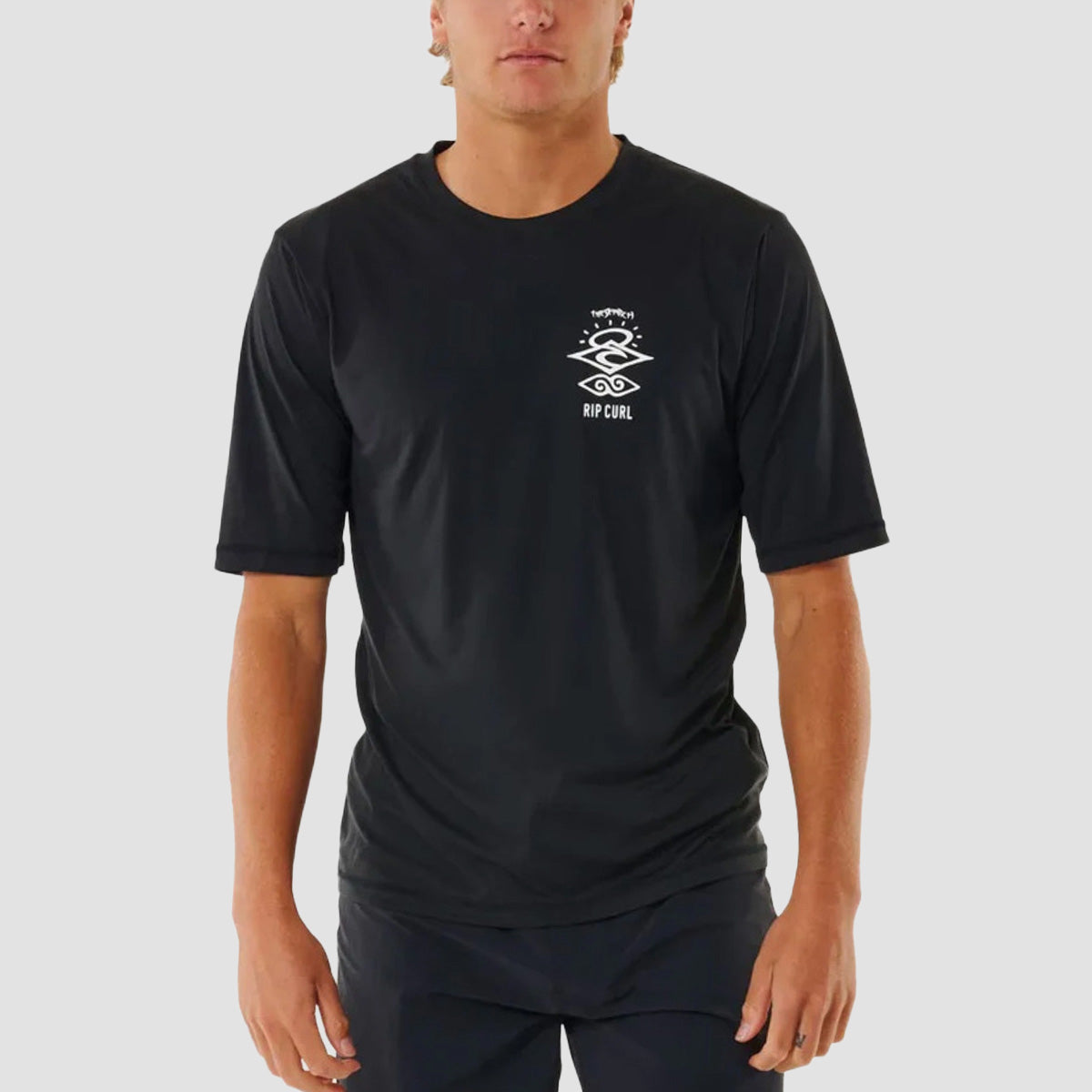 Rip Curl Icons Surflite UPF Short Sleeve Rash Vest Black