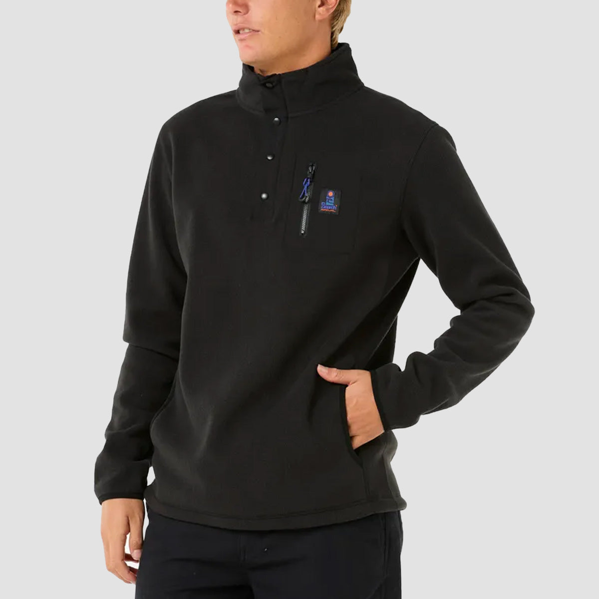 Rip Curl Search Polar Fleece Crew Sweatshirt Black