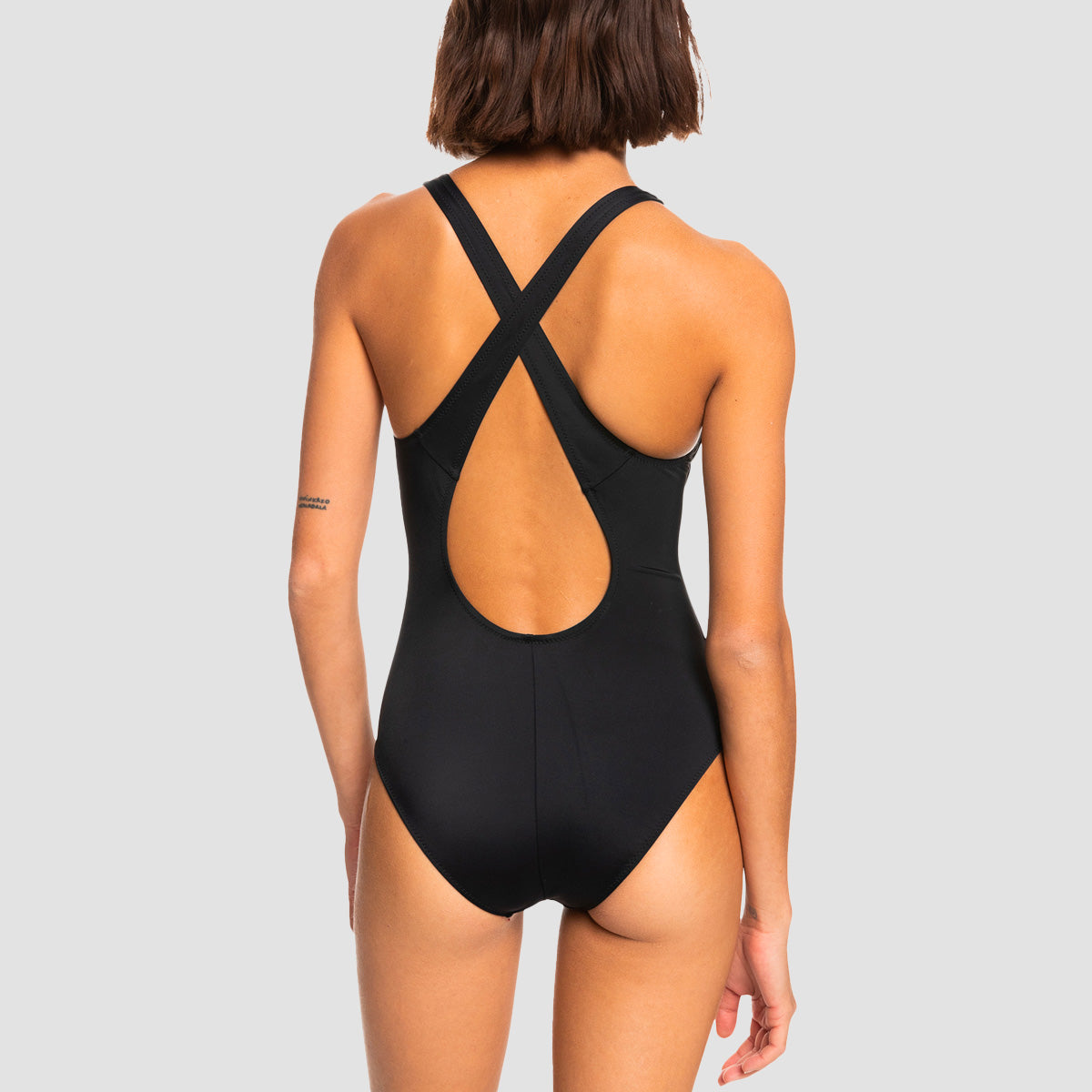 Roxy Active Scoop Neck One-Piece Swimsuit Anthracite - Womens