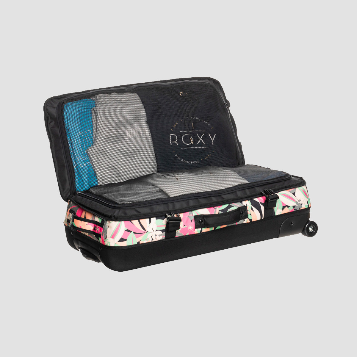 Roxy Big Souvenir 82.5L Wheelie Suitcase Anthracite Palm Song Axs - Womens